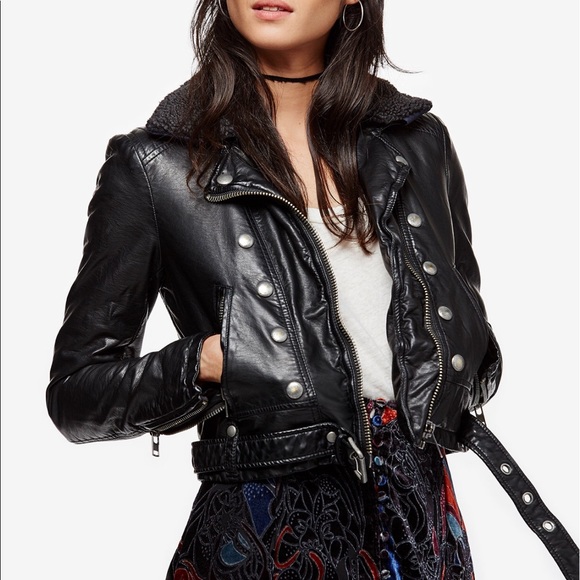 Free People Vegan Leather Jacket Authentic NWT - Picture 3 of 8