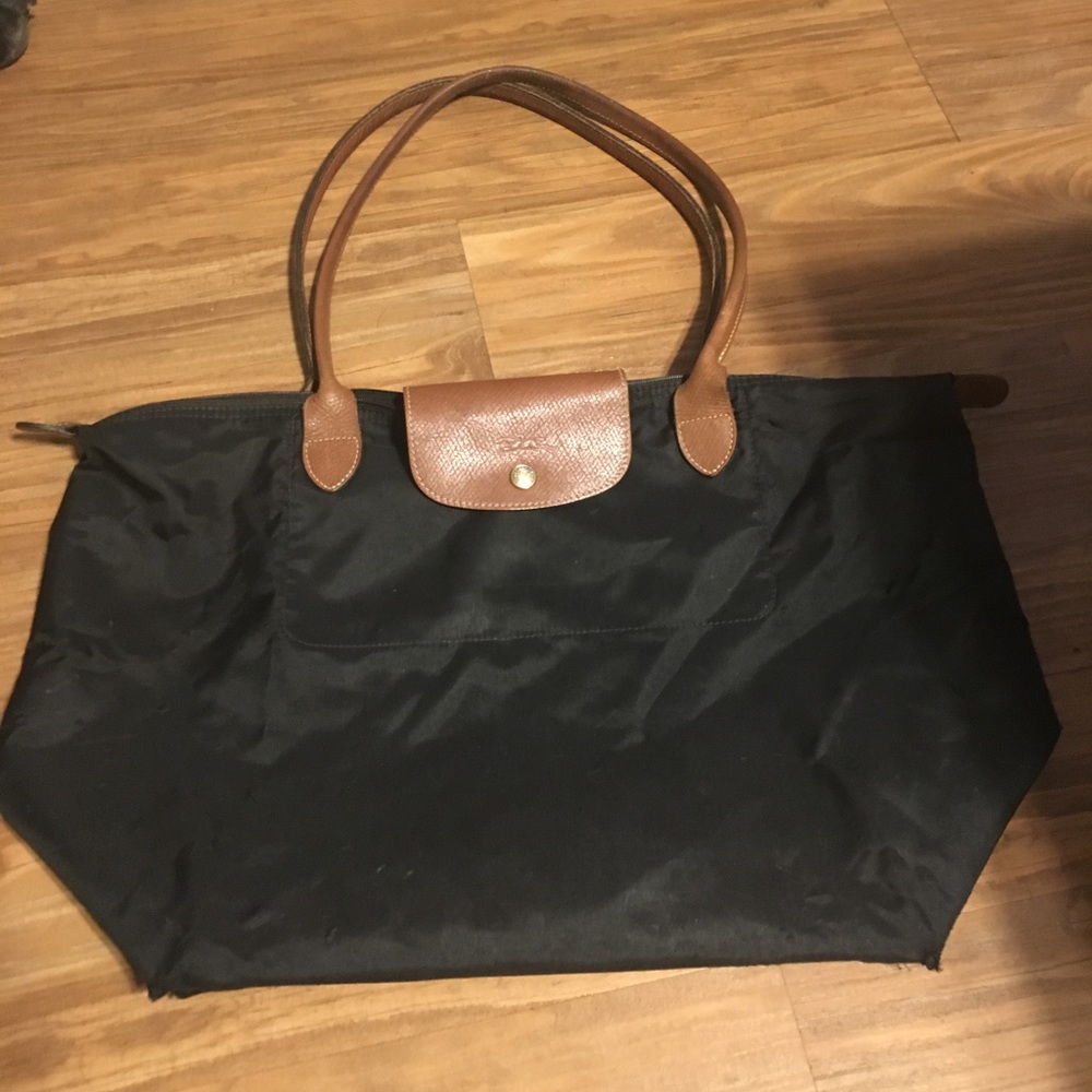 Black long champ tote