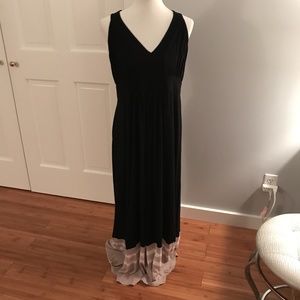 Black and tan maxi dress