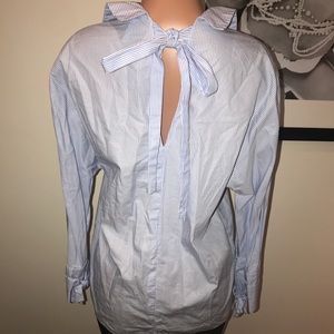 Pinstriped bow button down Pinstriped bow button down
