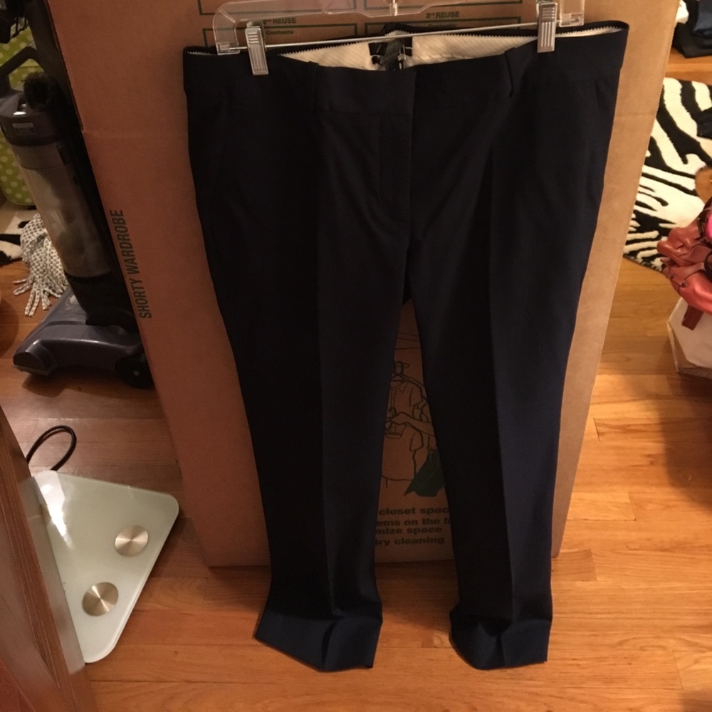 Jcrew navy stretch cotton full length suit pants
