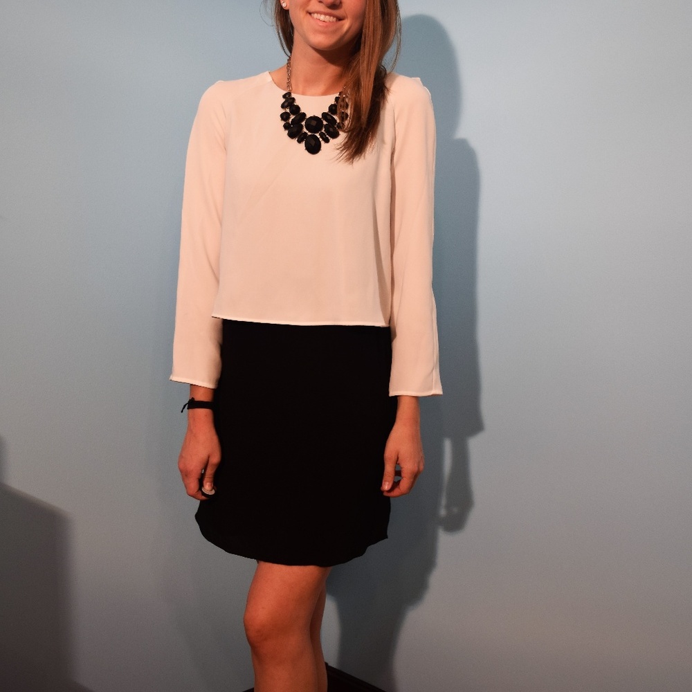 NWT - MANGO SUIT COLLECTION B&W Layered Mini Dress