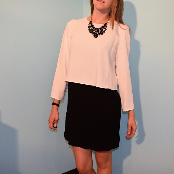 NWT - MANGO SUIT COLLECTION B&W Layered Mini Dress - Picture 4 of 6