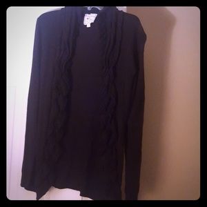 Ruffled sweater cardigan