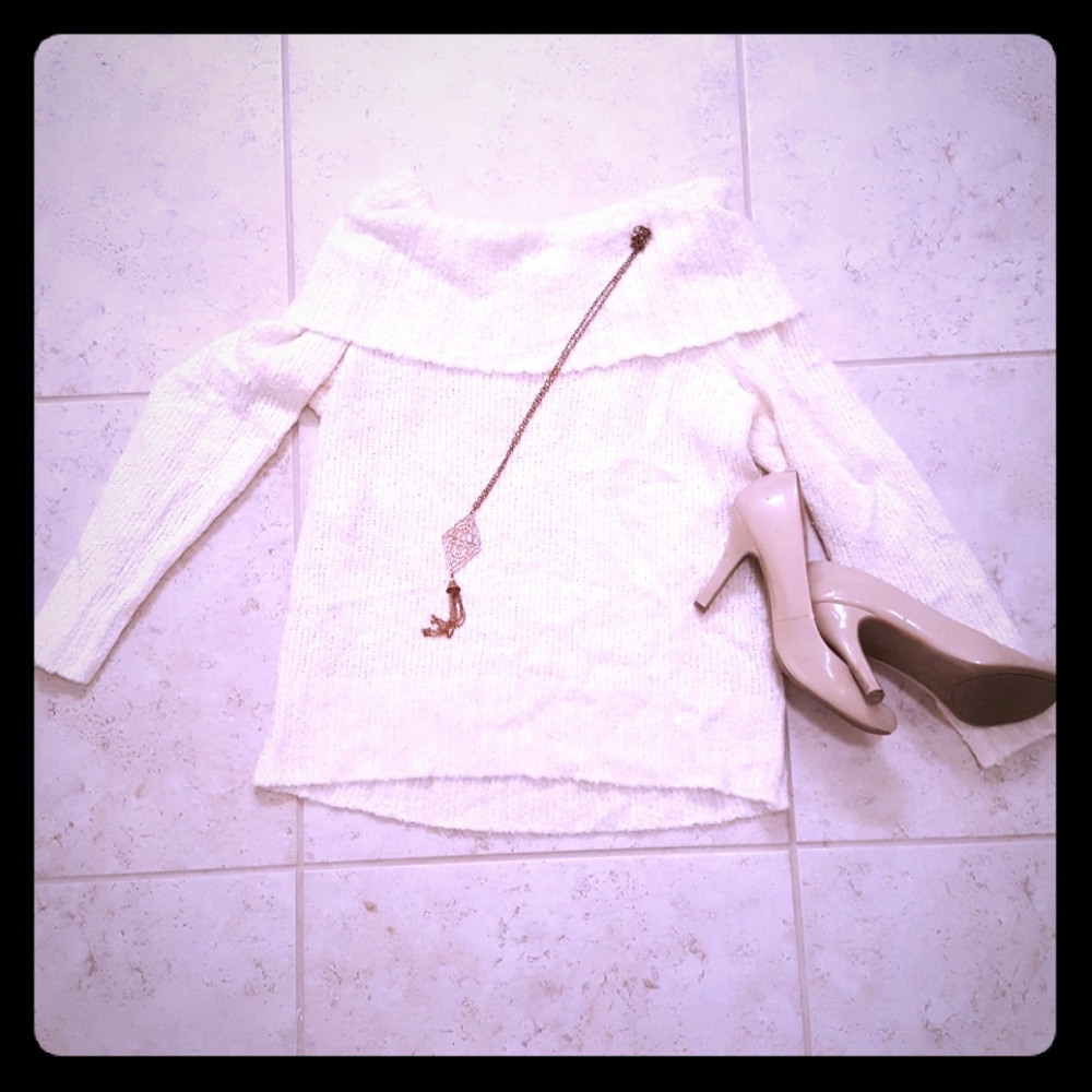 United States Sweaters Cream Cowl Neck Sweater