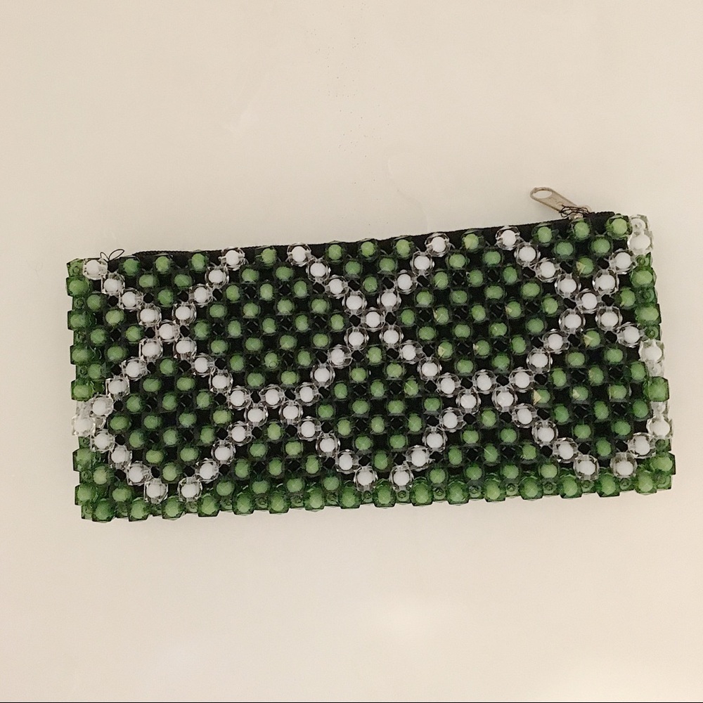 Green, white and black handbag!