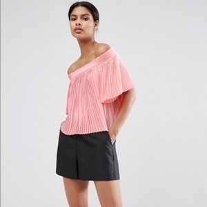 ASOS Pleated off shoulder Pink Top NWT! ASOS Pleated off shoulder Pink Top NWT!