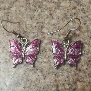 Cute Purple Butterfly Earrings