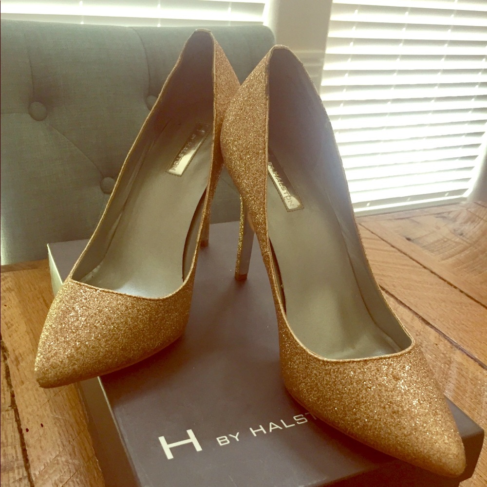 H by Halston Gold Stella Heels