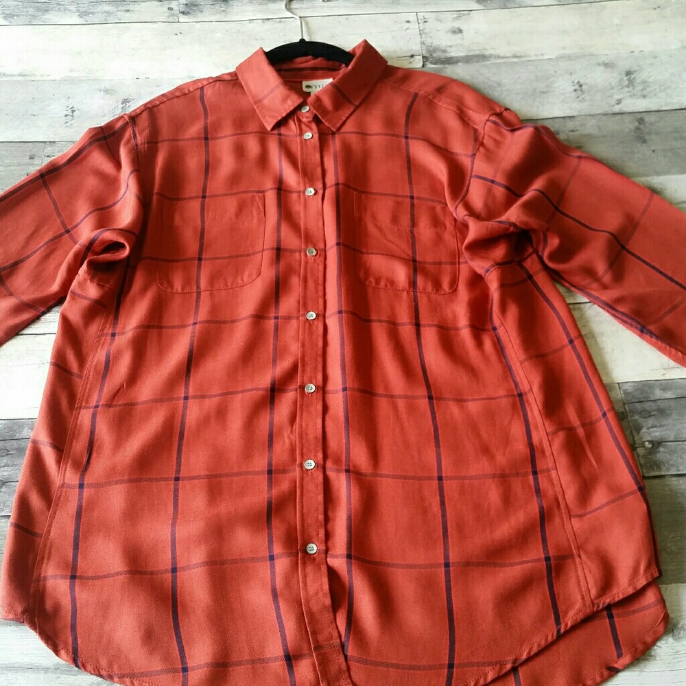 Ladies Orange Plaid, Super Soft Shirt