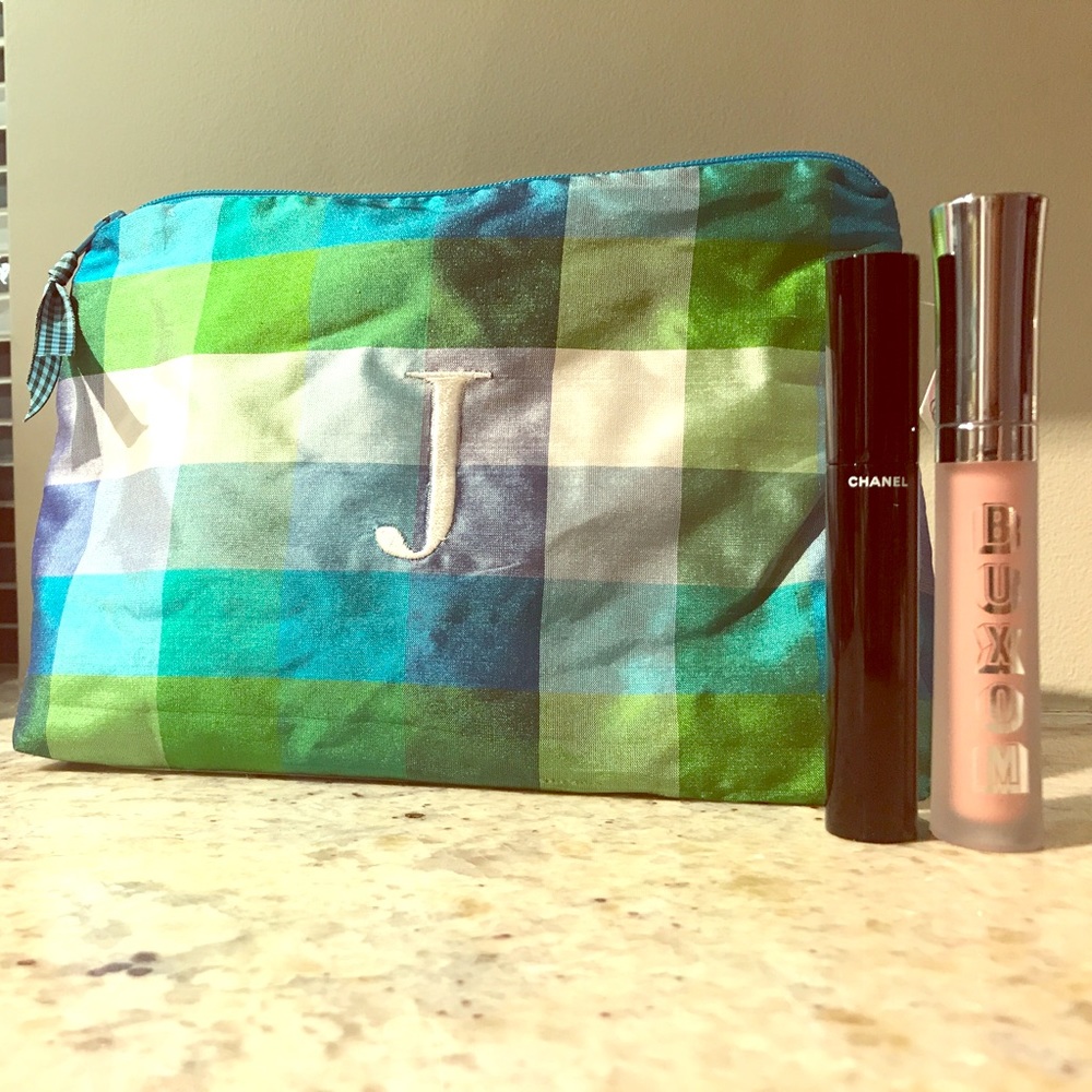 Plaid Silk "J" Cosmetic Bag