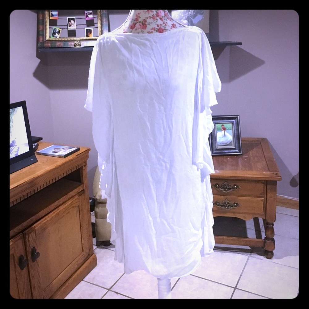 White dress side ruffles