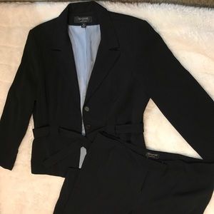 Navy Blue Pinstriped Pantsuit
