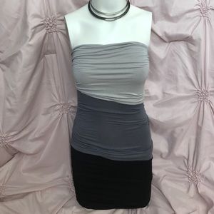 Forever 21 gray/black ombré strapless dress