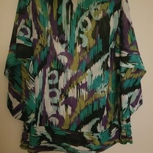 Multicolored open sleeve top