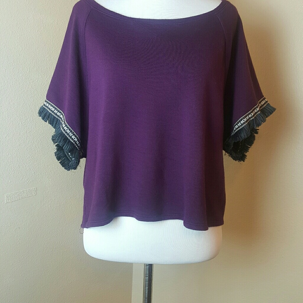 COPPER KEY Purple tribal crop top