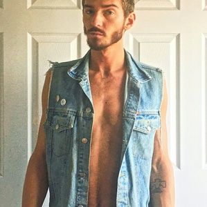 Distressed denim vest vintage