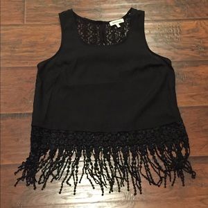 Black Crop Top with Eyelet Detailing