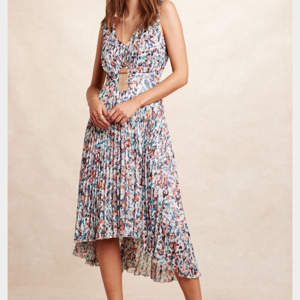 Anthropologie high low pleated dress