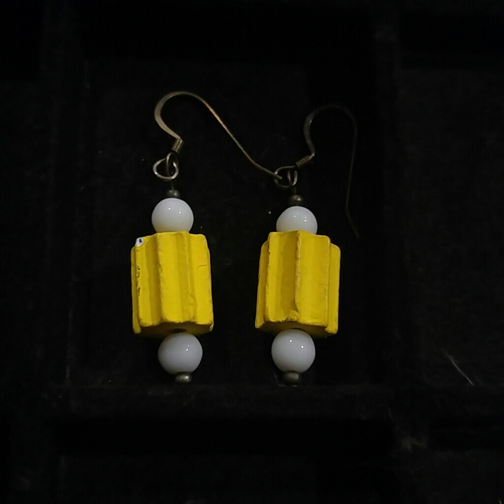 Yellow handmade earrings