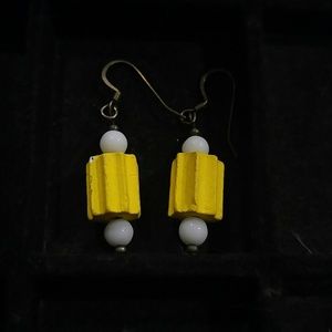 Yellow handmade earrings