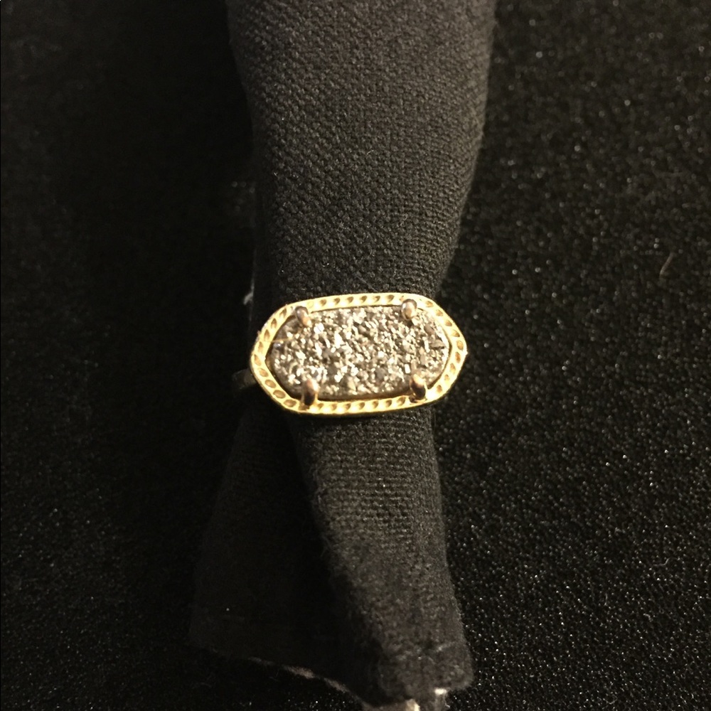 Kendra Scott Ella Druzy Ring-size 6 Gray Agate