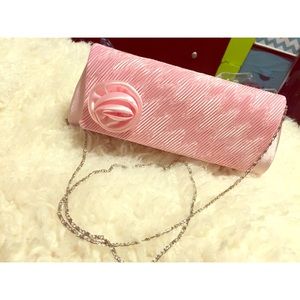 Fancy Blush Pink Homecoming Clutch with Rose NEW
