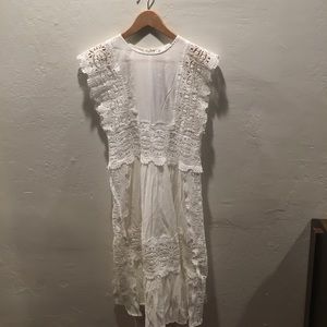 White eyelet lace midi dress