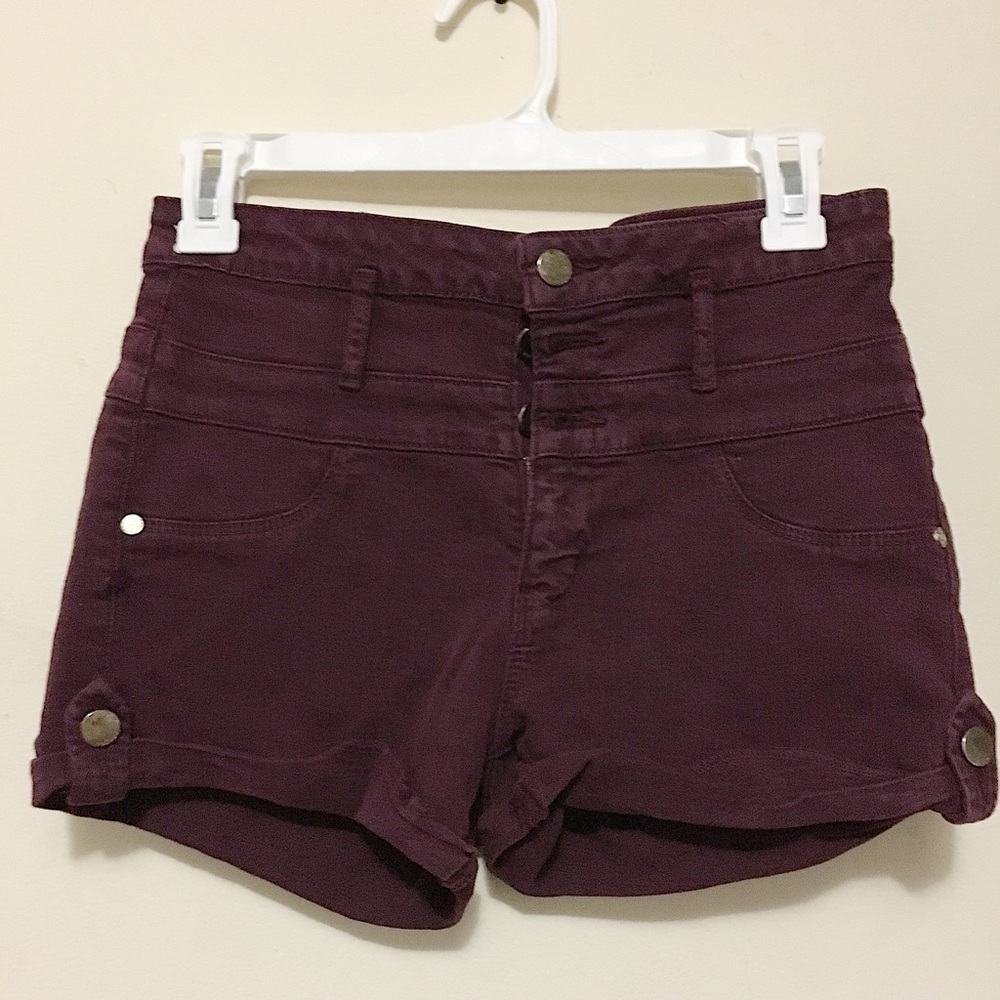 Sexy Tight High Waisted Burgundy Shorts