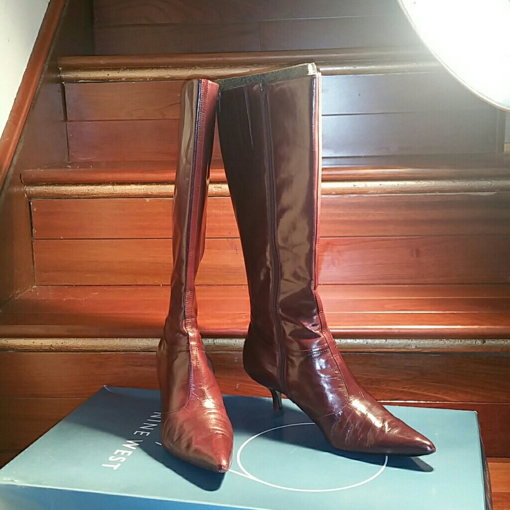 Nine West OxBlood High Calf Boot