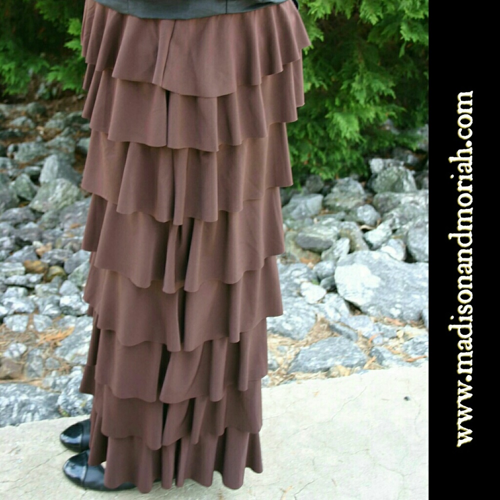 BROWN 8 layer ruffle skirts. 4 sizes!