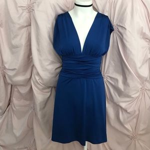 Sapphire blue deep plunge mini dress