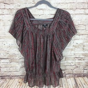 Mossimo flutter sleeve shirt sleeve sheer blouse Mossimo flutter sleeve shirt sleeve sheer blouse