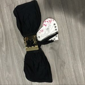 Beach Bunny black and gold top