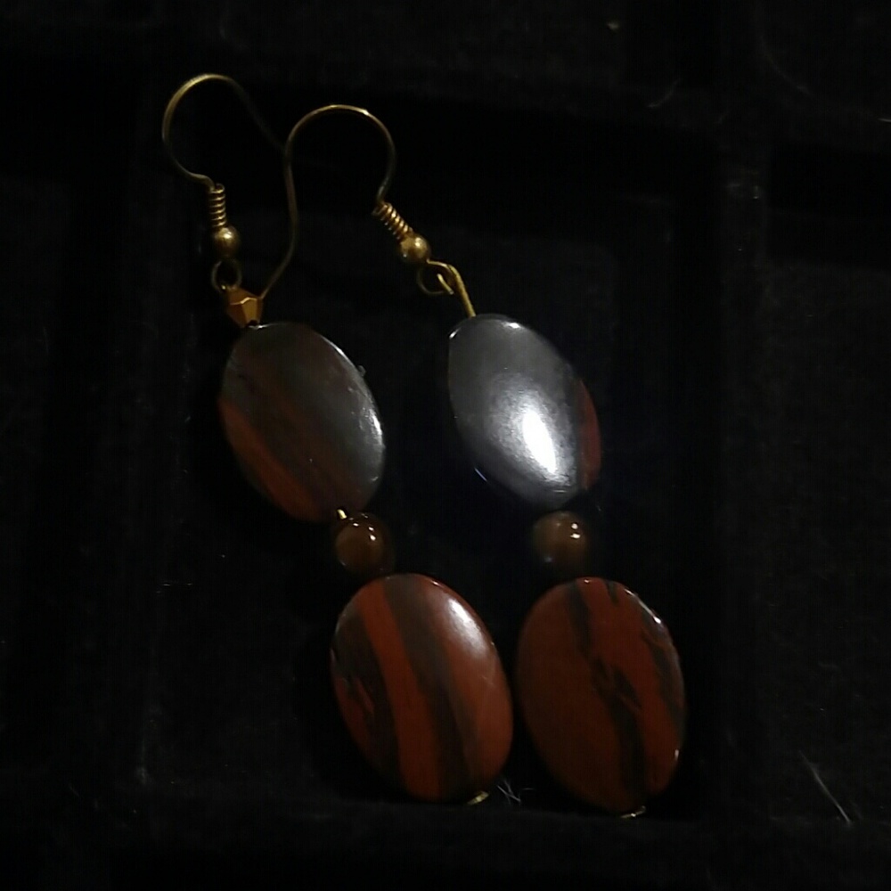 Handmade Stone and beaded earrings