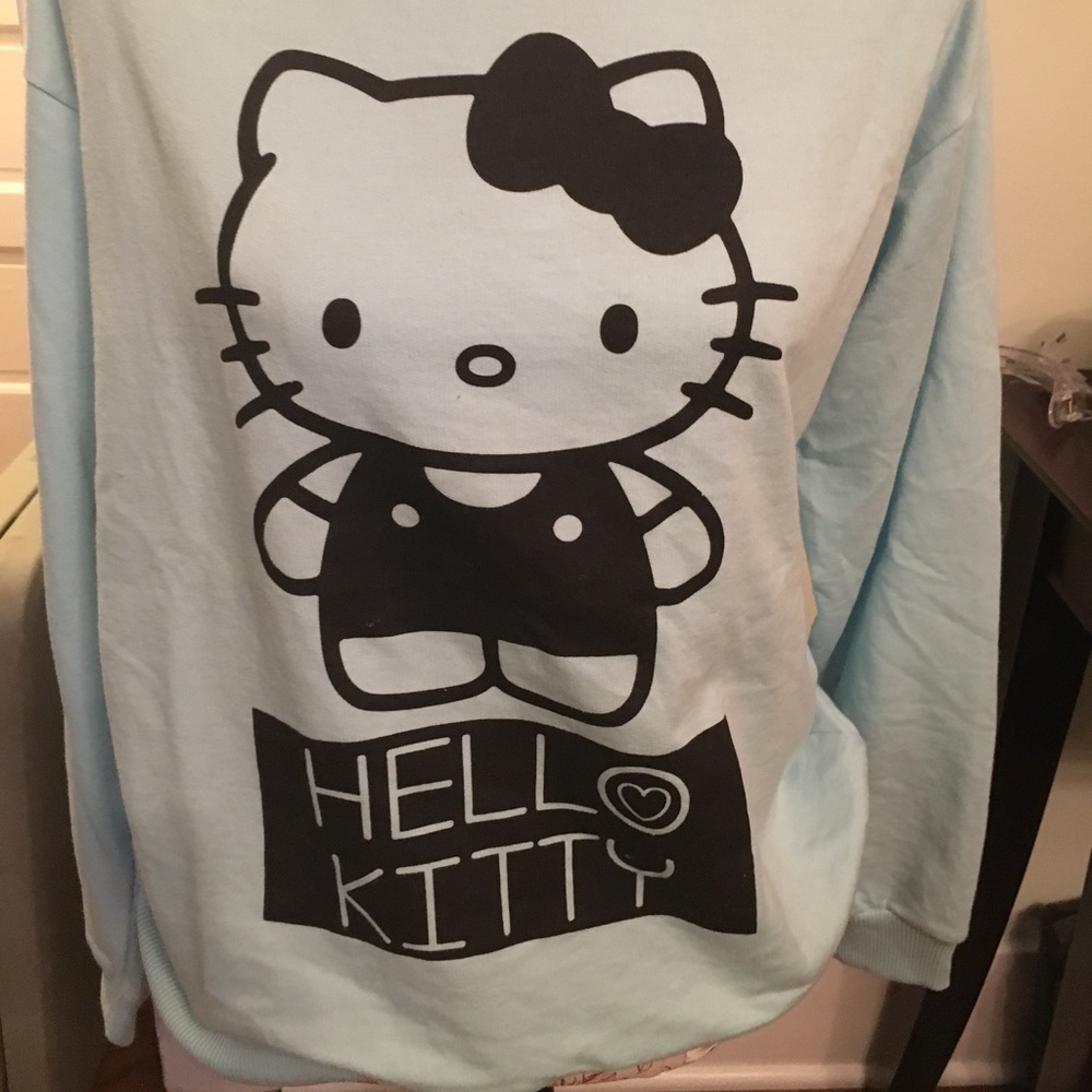 New blue lace back hello kitty sweatshirt