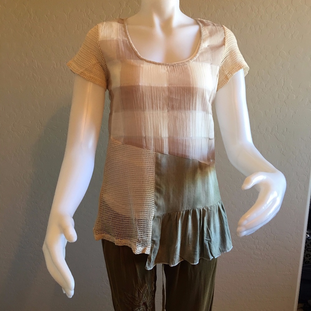 Multi-Patterned Textured Bohemian Top