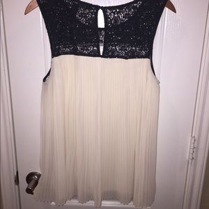 Cream & Black Pleated Top