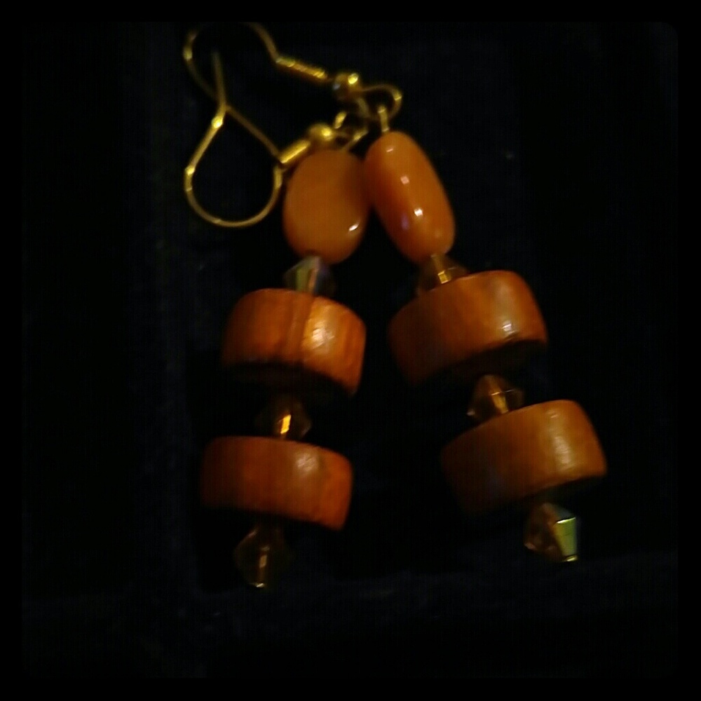 Beaded stone earrings