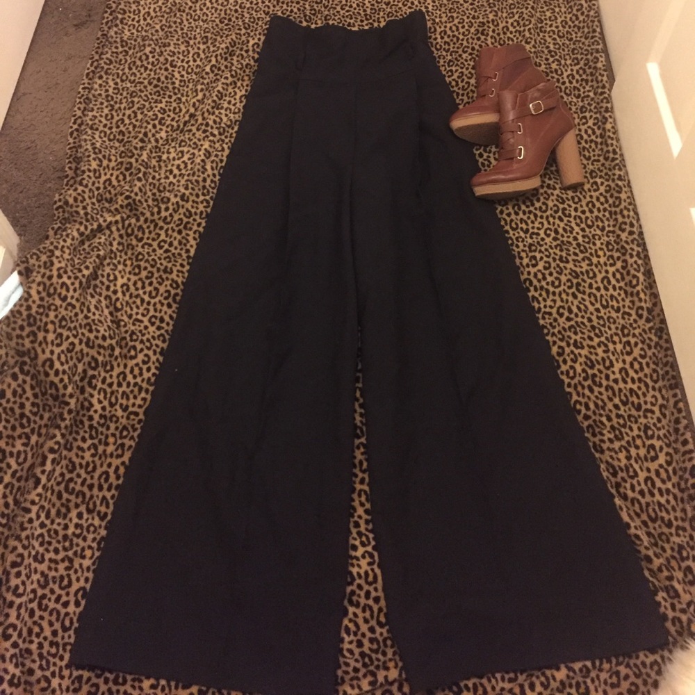 Designer high waist wide leg pants