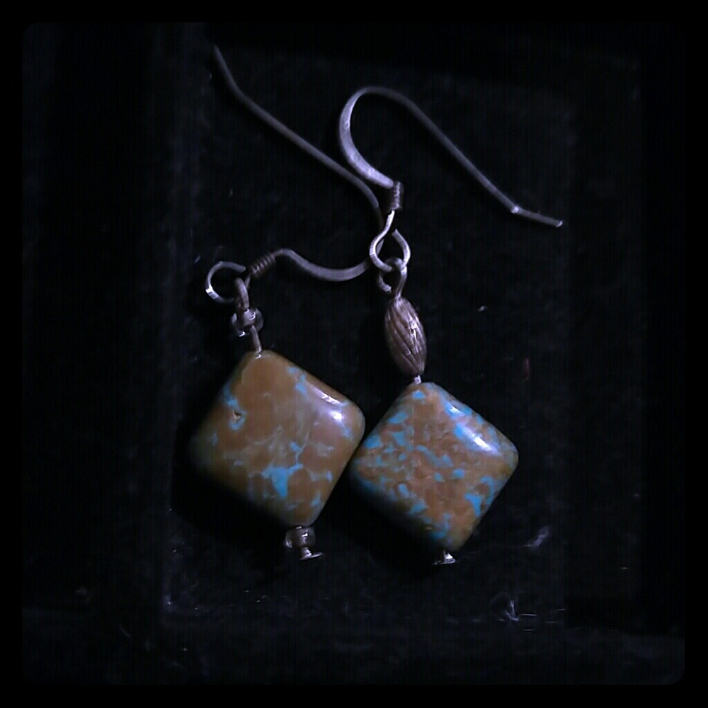Beaded stone earrings