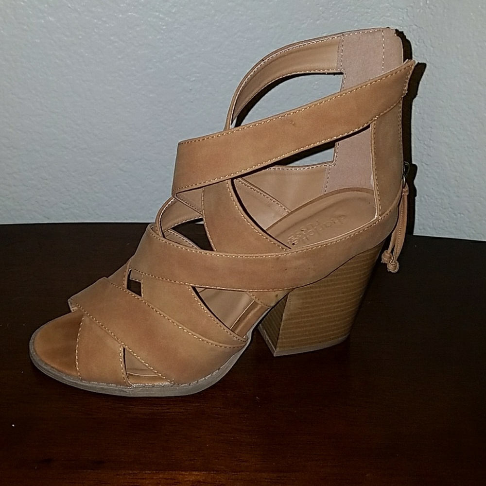 Brown block heel sandles