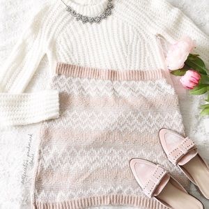 Pink White + Silver Sparkly Knit Fair Isle Skirt Pink White + Silver Sparkly Knit Fair Isle Skirt