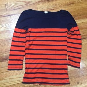 J. Crew Colorblock Stripe BoatNeck T Red Navy SM