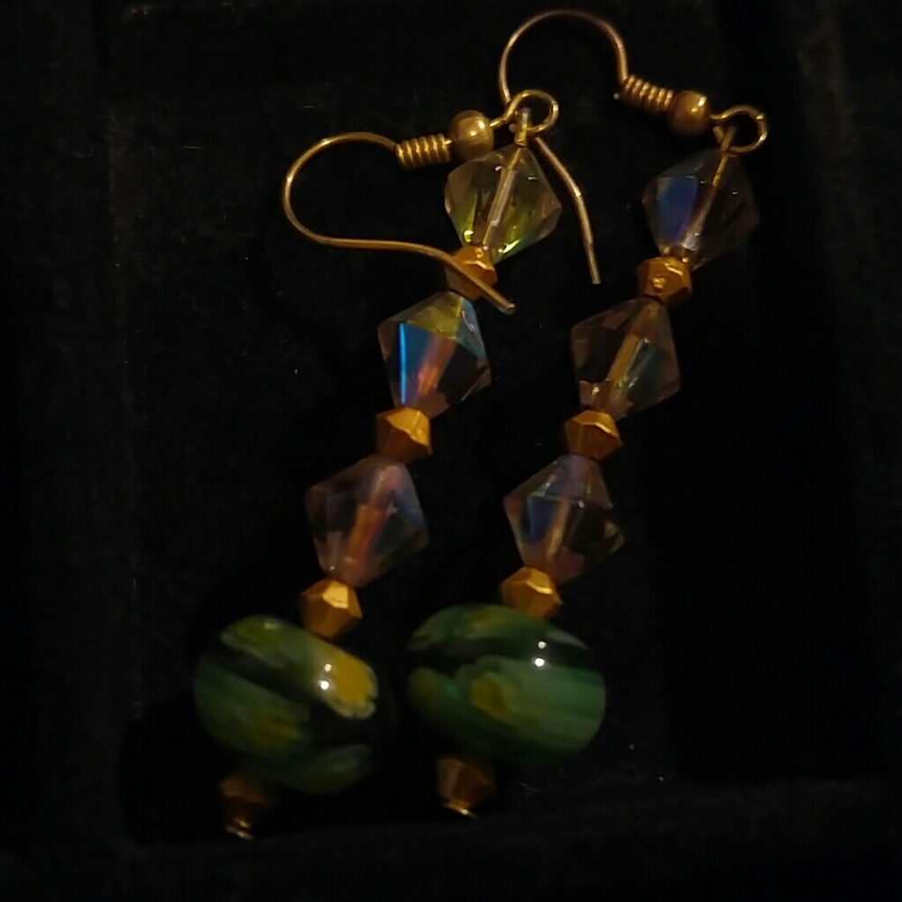 Green beaded earrings