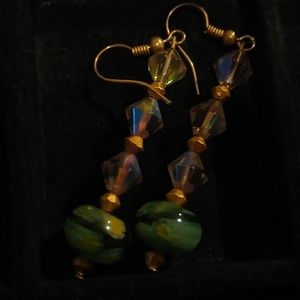 Green beaded earrings