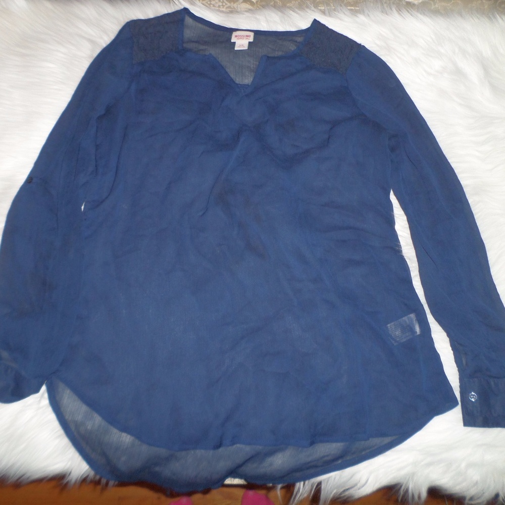 Mossimo Dark blue see through blouse