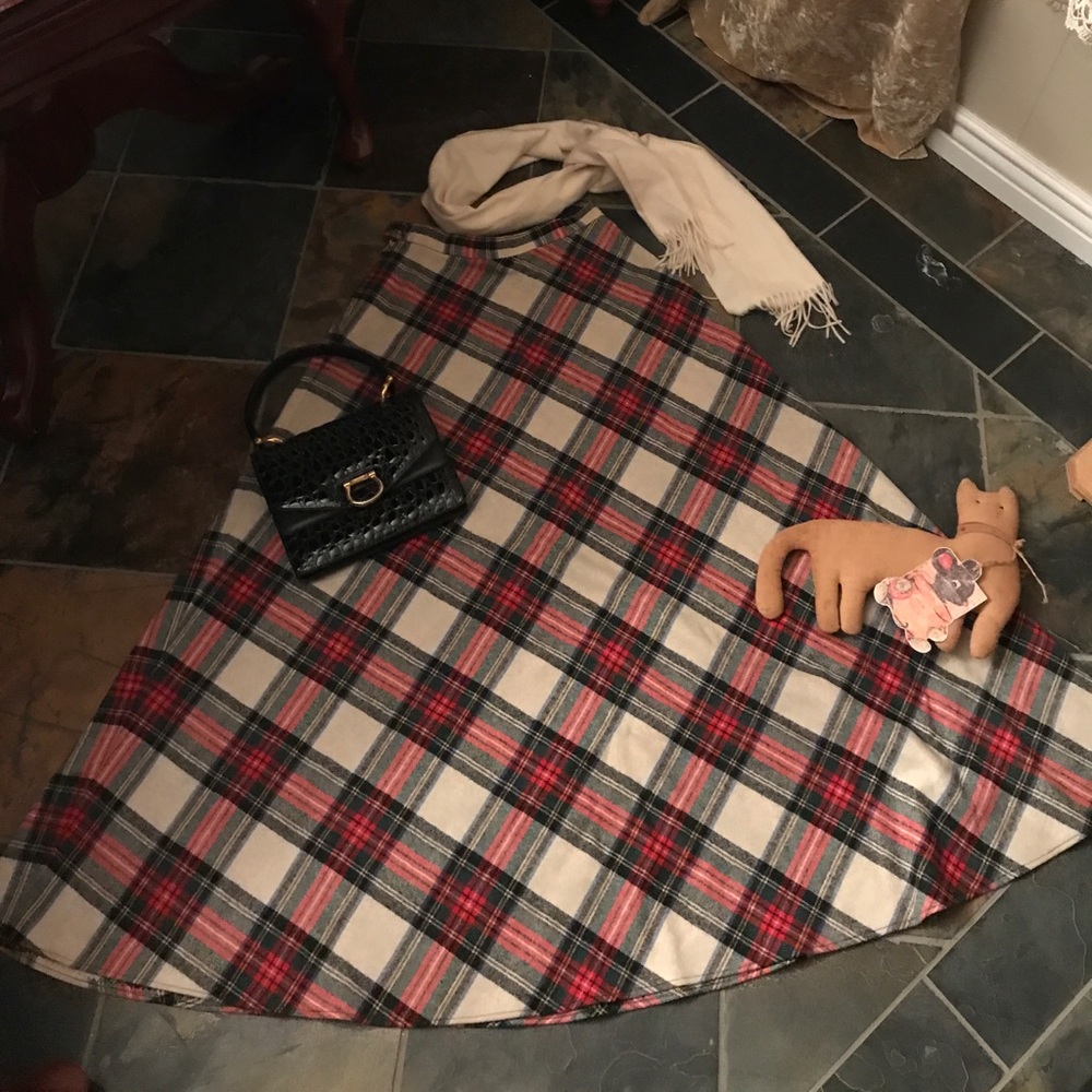 Vintage Bullock's wool plaid skirt 6 red green