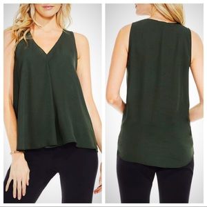 Vince Camuto Forest Green V Neck Blouse S Vince Camuto Forest Green V Neck Blouse S