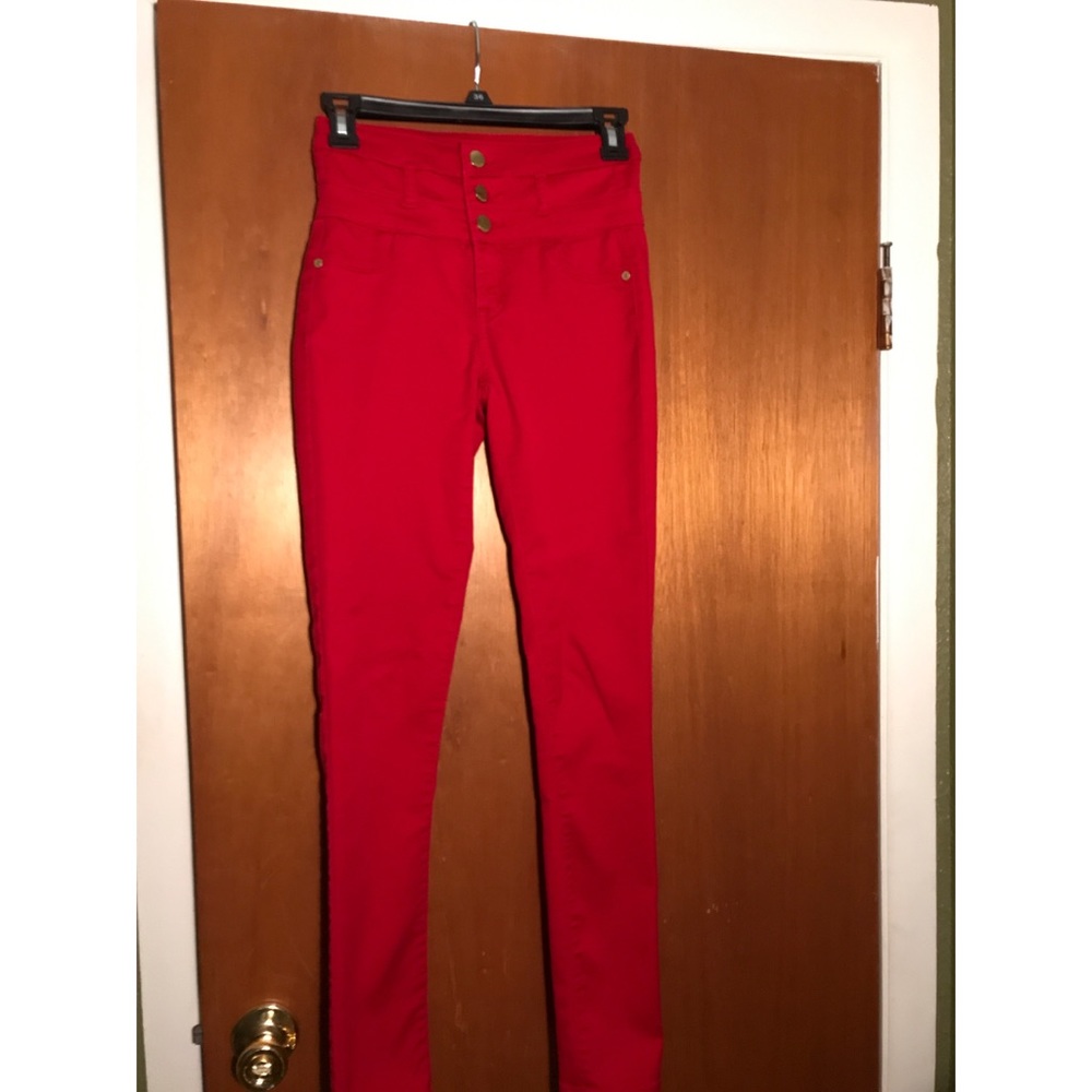 Red High Waisted Skinny Jeans